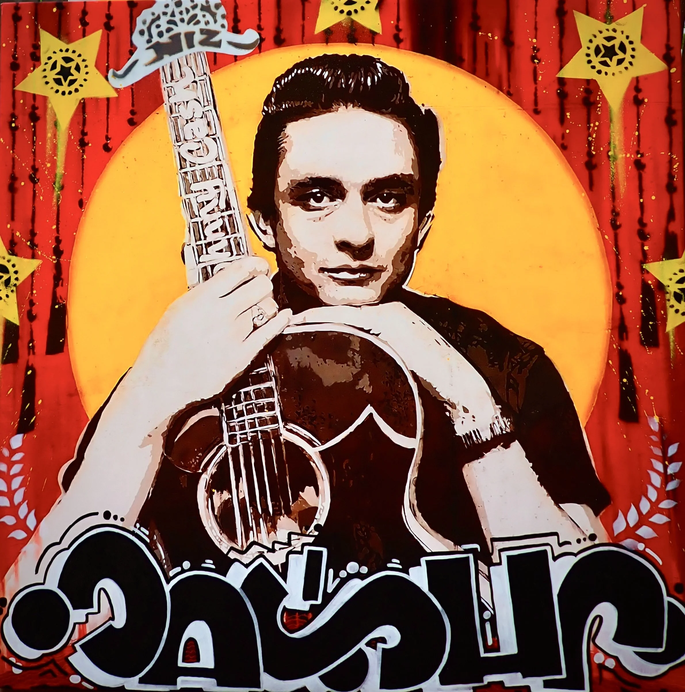 "Cashr"-one of a kind 24x24" hand embellished canvas reproduction-$800