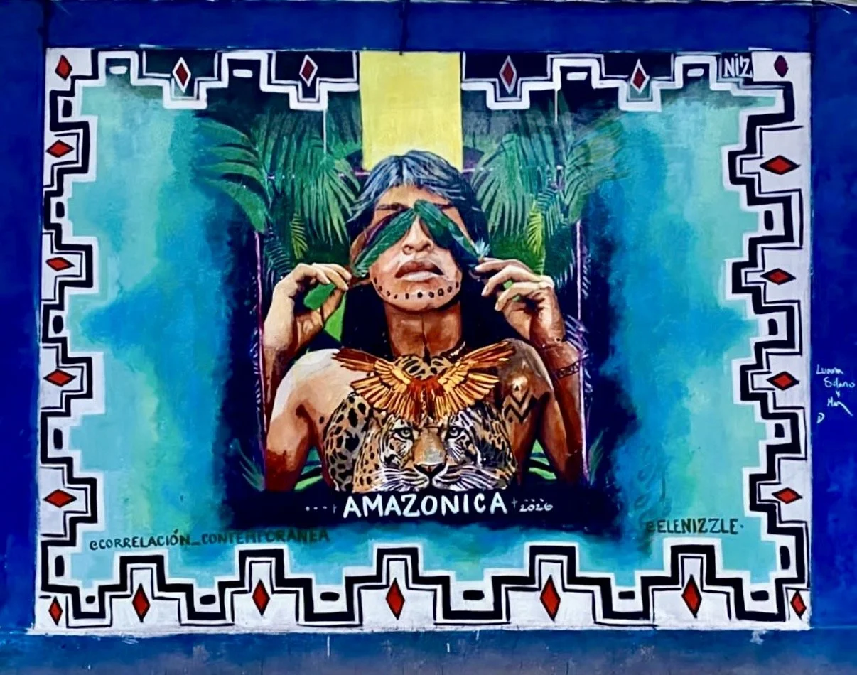 "Espiritu Jaguar"-15x15' mixed media mural in the Amazon jungle, Peru