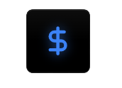Blue dollar sign icon on black background