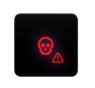 Warning alert with a skull icon and a caution triangle