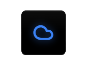 Blue cloud icon on a black background