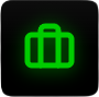 Green neon outline of a suitcase