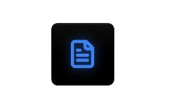 Icon of a document or file with blue outline on a dark background.