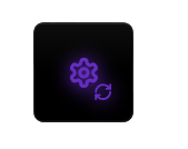 Purple gear icon with a circular arrow, indicating settings or refresh