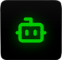 Green robot icon on black background
