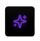 Purple sparkle icon on black background