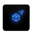 Glowing blue icon of a game controller with a cursor arrow