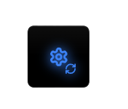Blue gear icon with a circular arrow, representing settings or refresh mode.