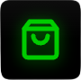 A green icon of a washing machine with a smiley face