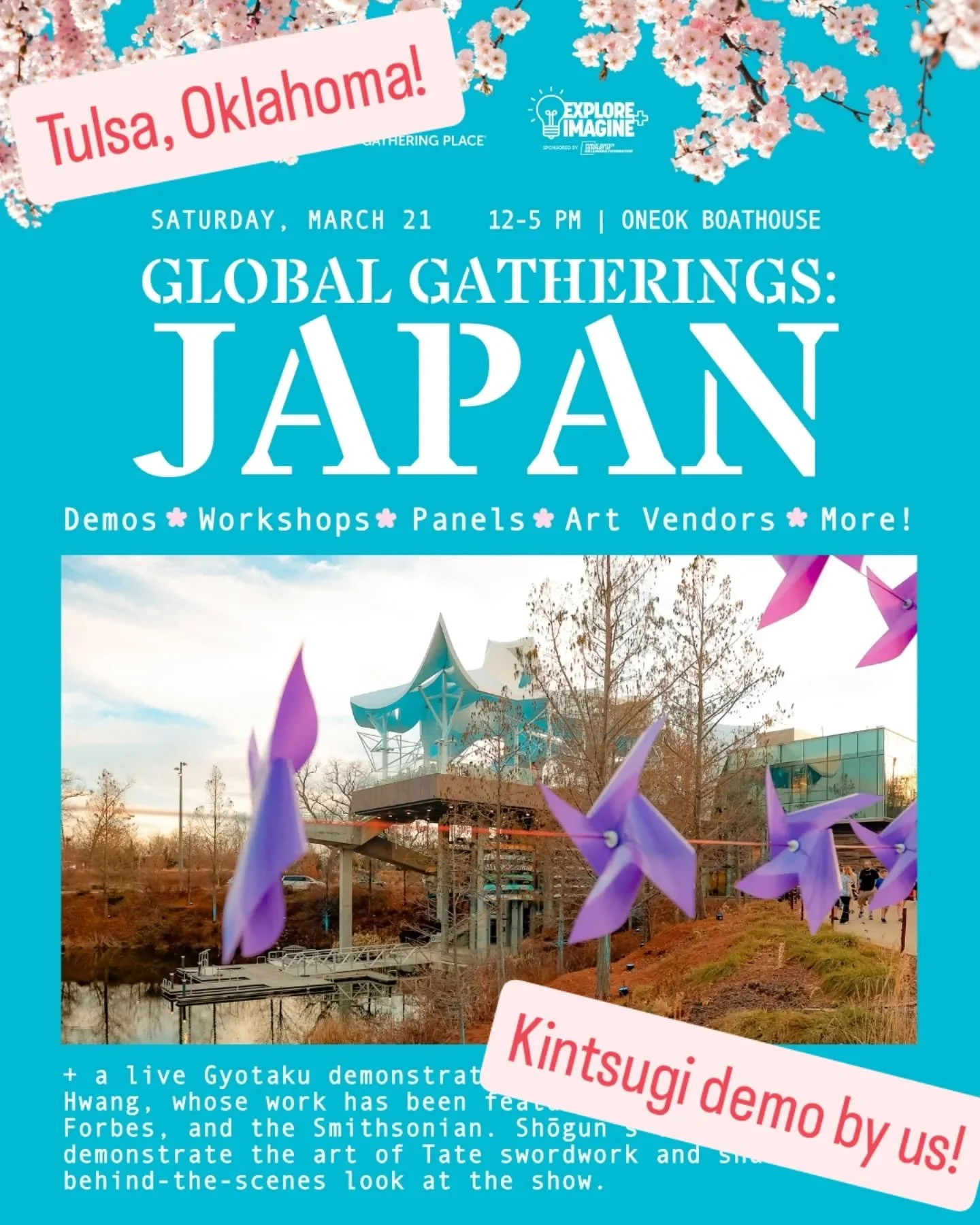 We will give a traditional kintsugi demonstration at the Gathering place in Tulsa, Oklahoma! @gathertulsa 
Saturday, March 21st!