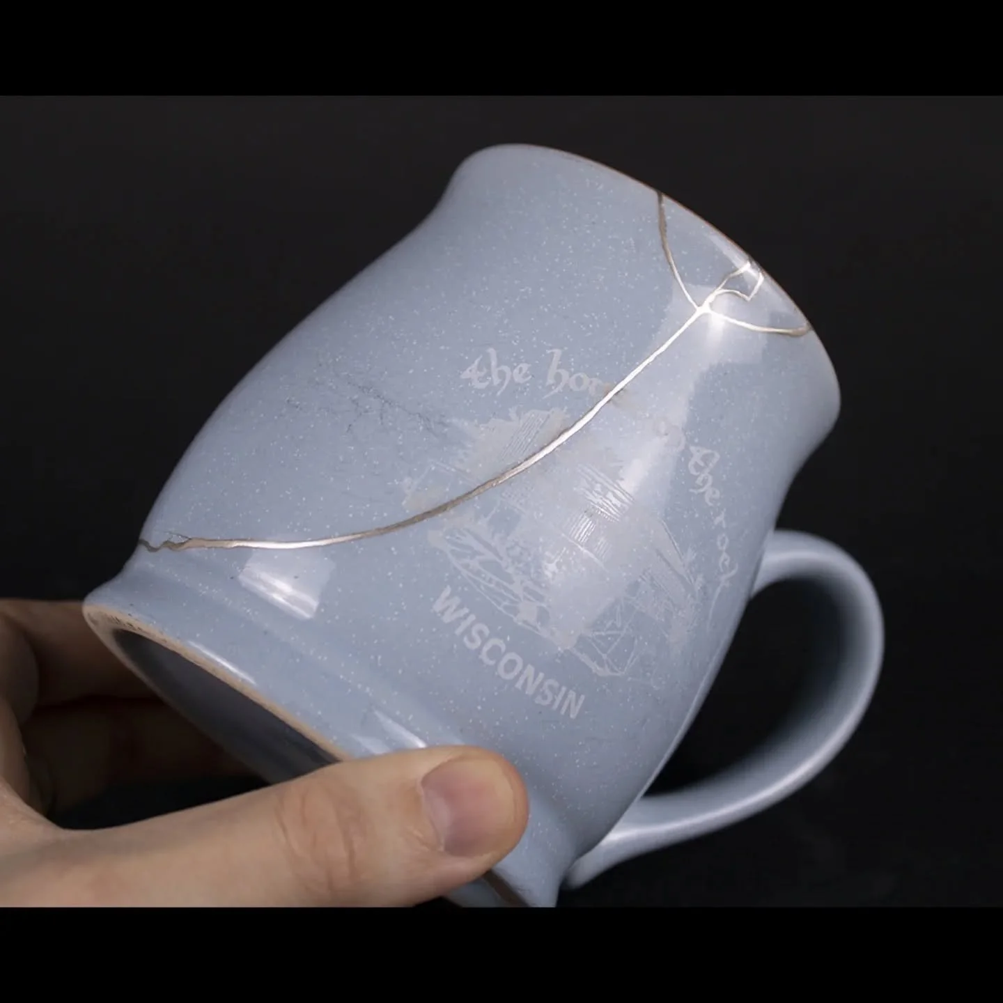 Pure silver finish. We are so happy to repair pieces that hold sentimental value.