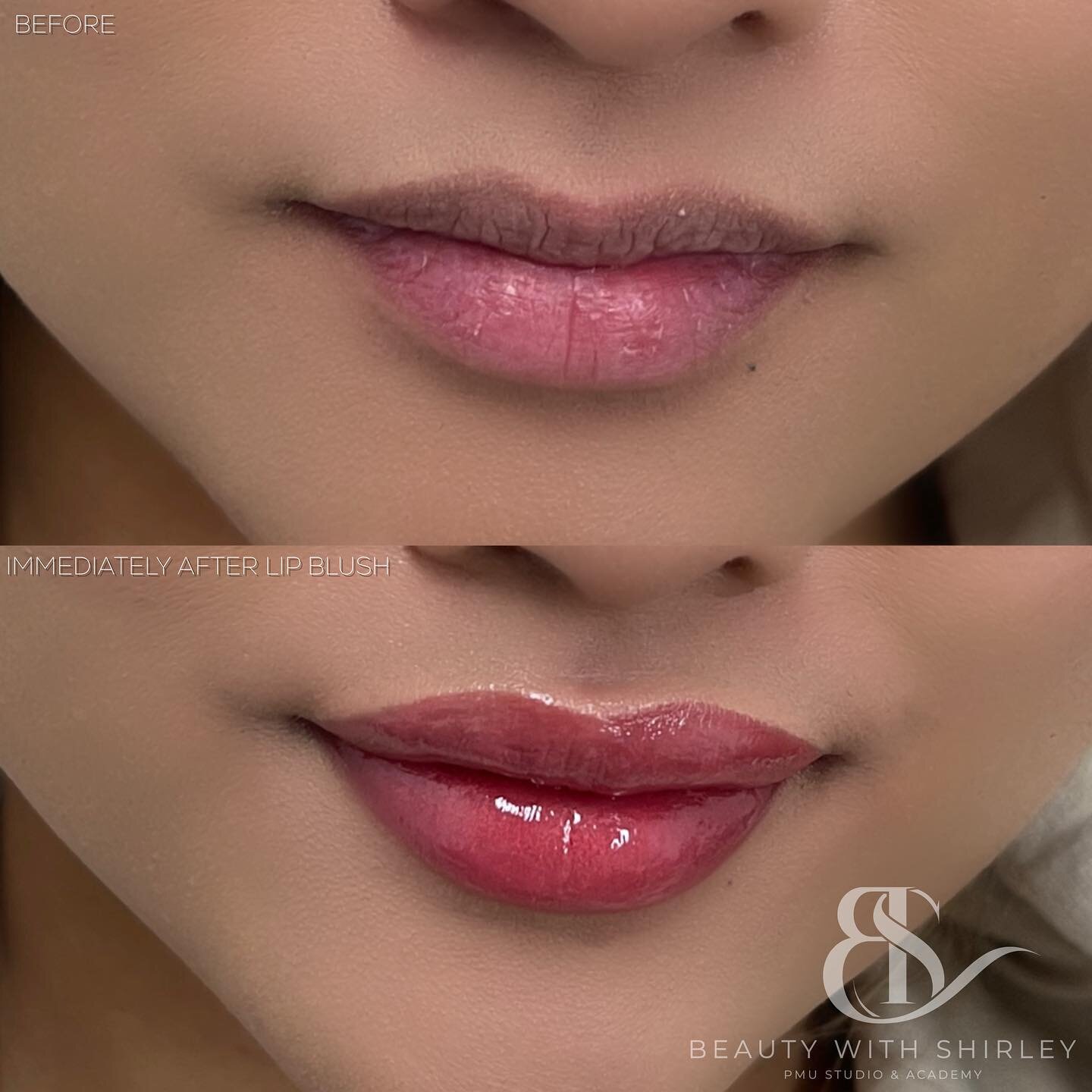 She asked for a more natural result so we opted for something close to her natural lip colour. Lip blush can give your lips a natural tint so they can look more even overall and healthier.

However it is so important to please follow pre care before 
