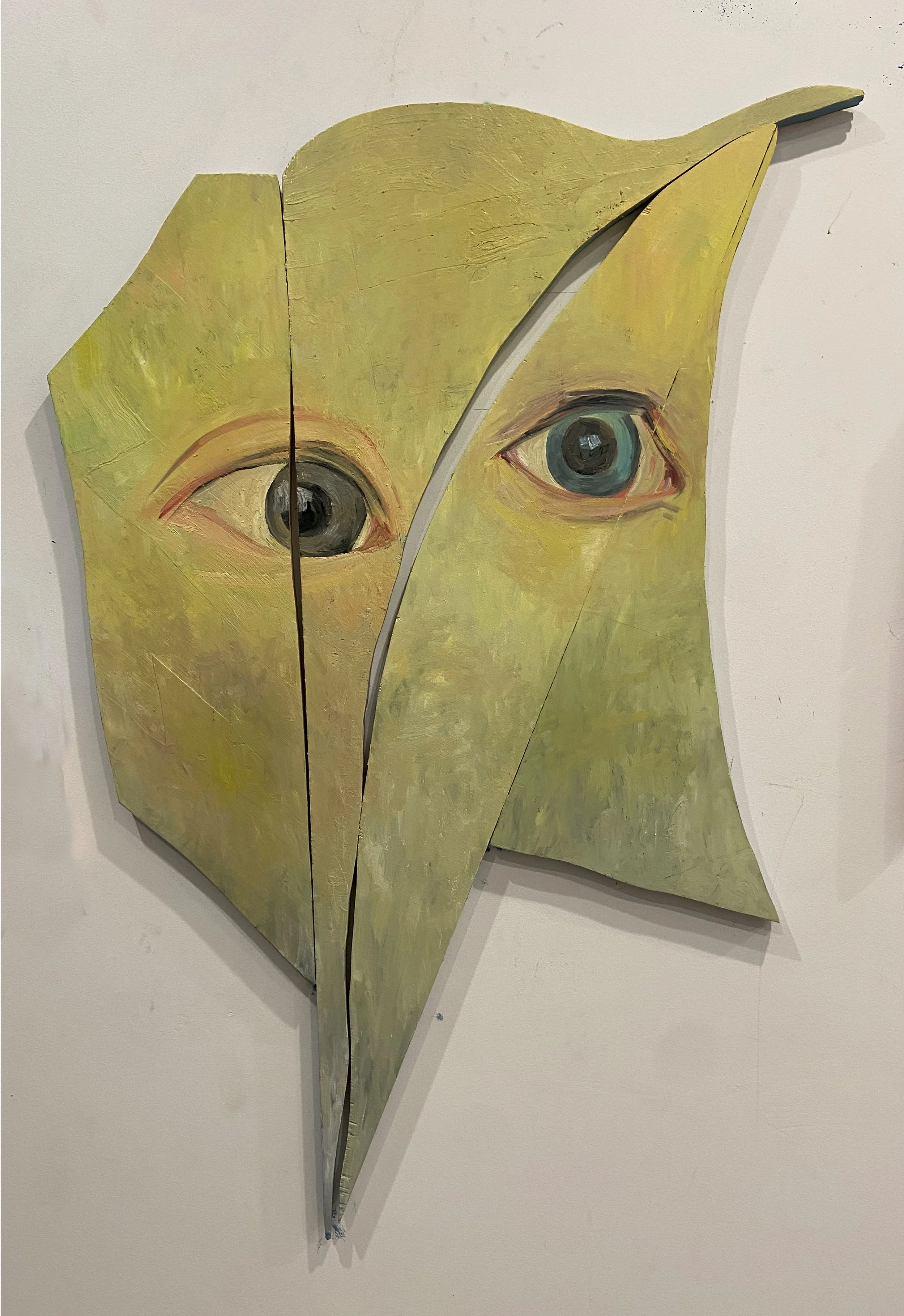 Green Light, 2022, oil on shaped wood, 38 x 26 inches