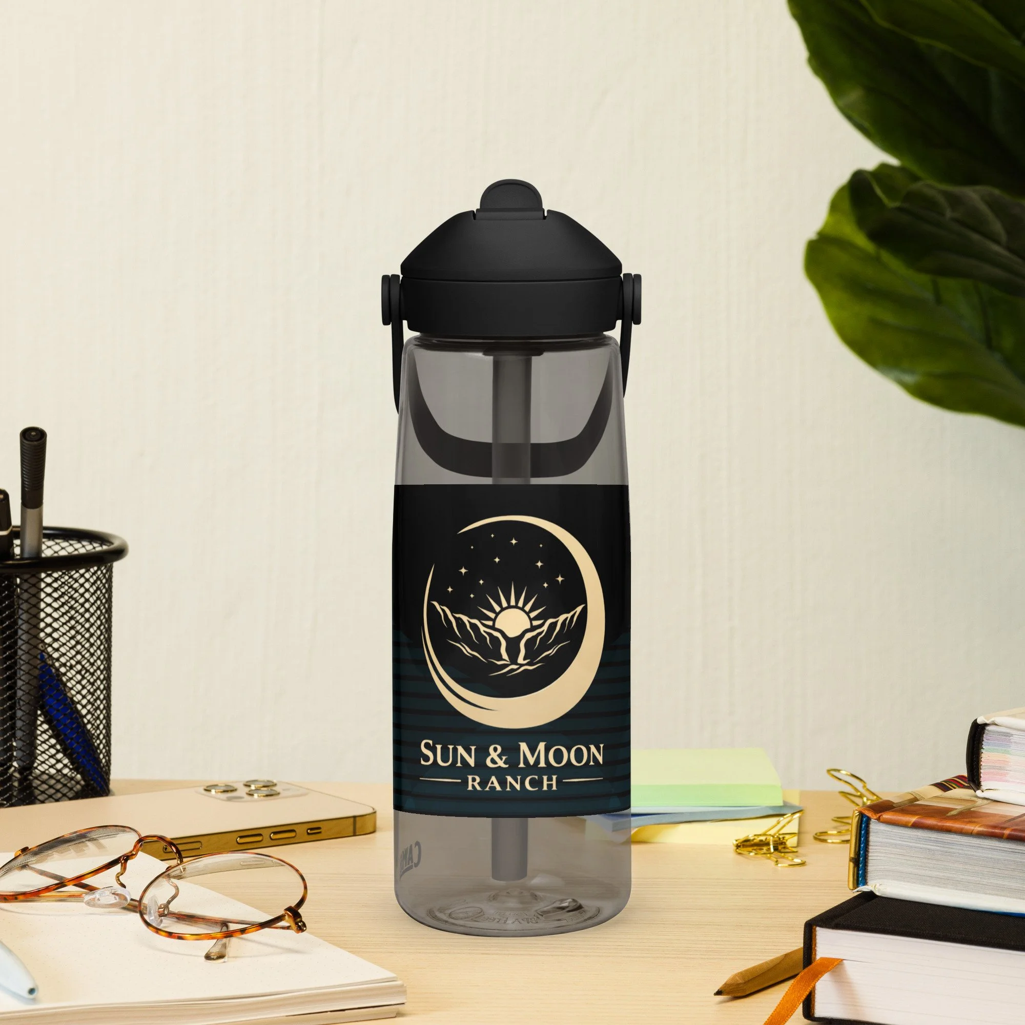 Sun & Moon. Ranch - Hydrate - Flip straw water bottle