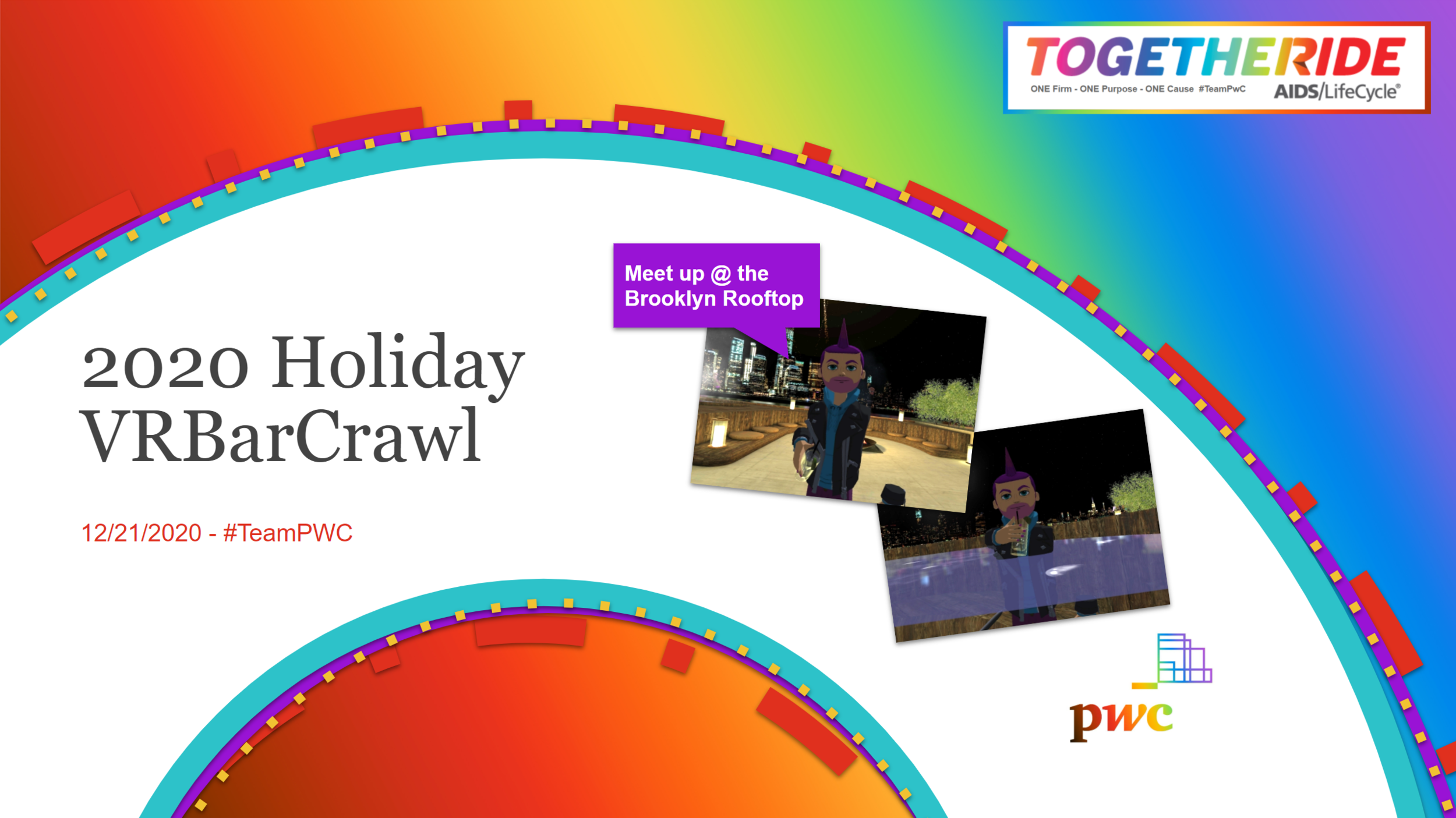 Tired of virtual happy hours? Try it in Virtual Reality. I suggest using a straw for your beverage of choice. 