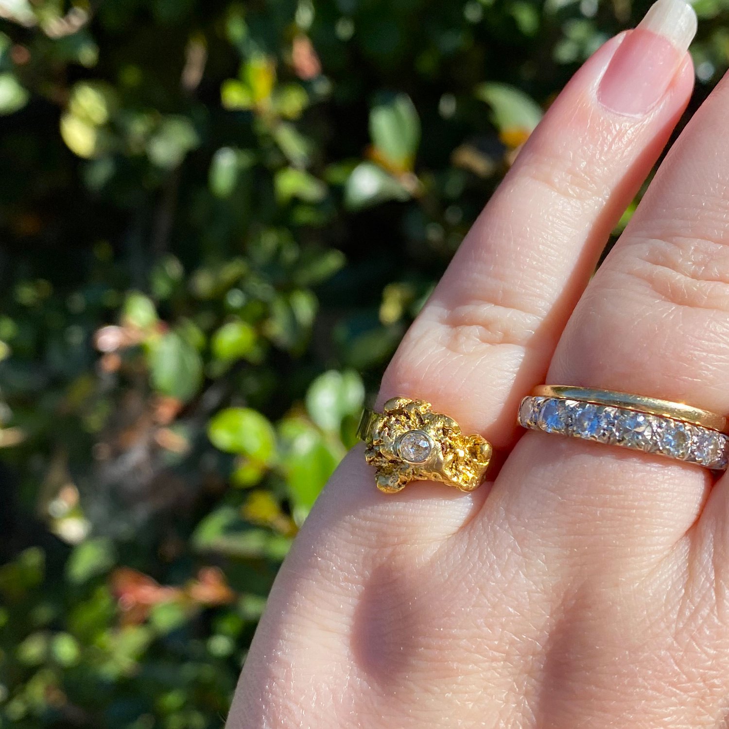 Sold at Auction: Pair of 18ct gold and diamond 'Empreinte' rings
