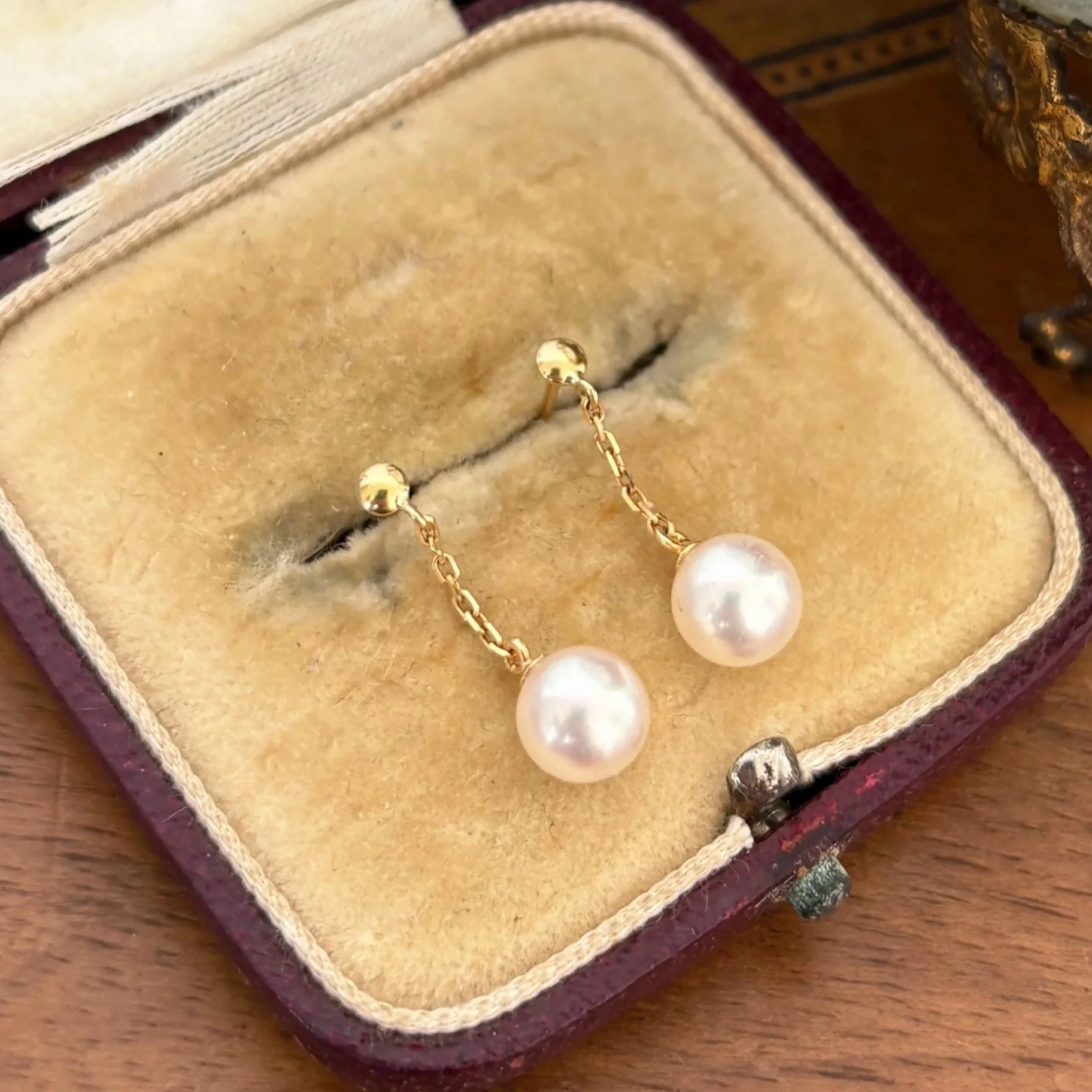 14ct Gold Pearl Drop Earrings