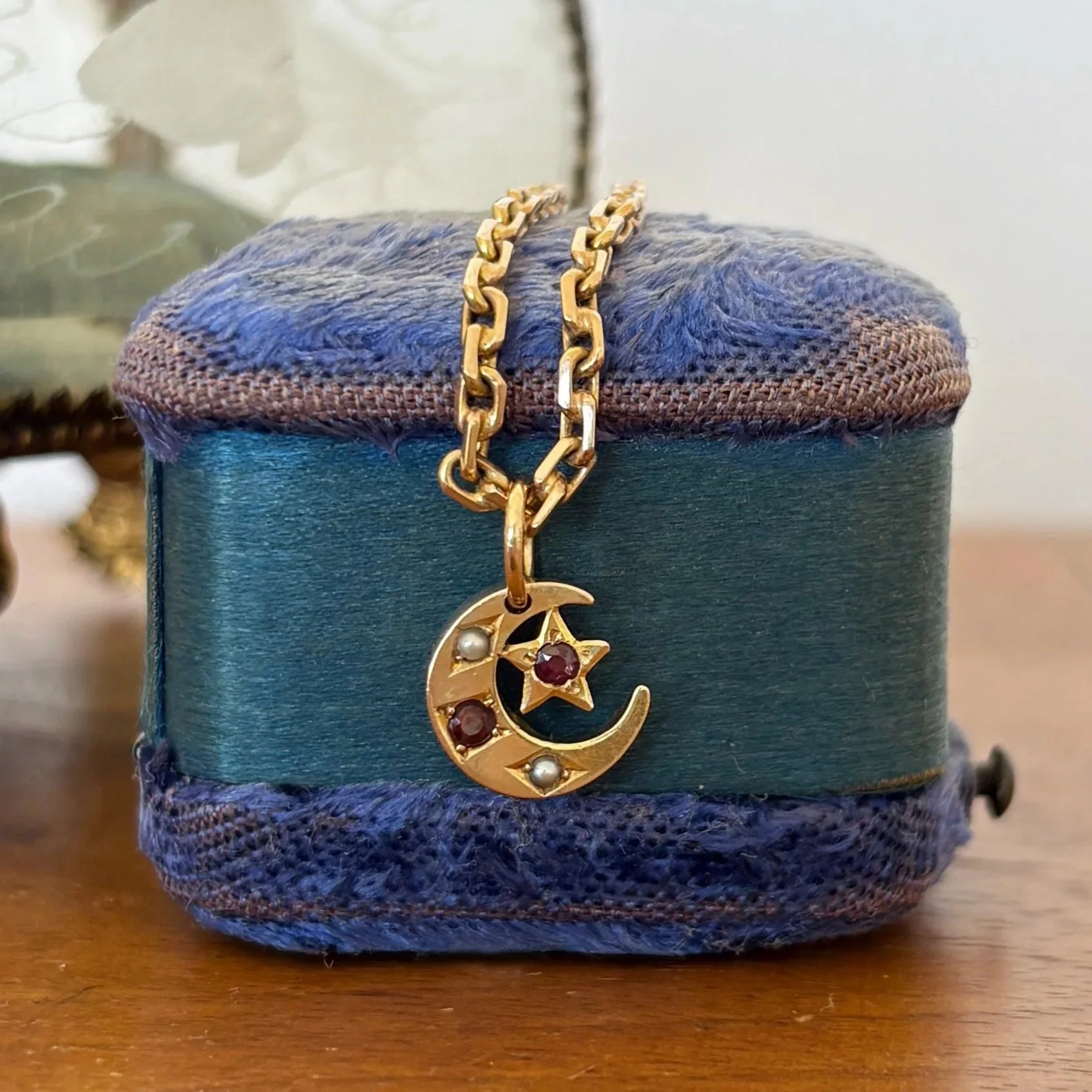 Antique Crescent Moon and Star Charm