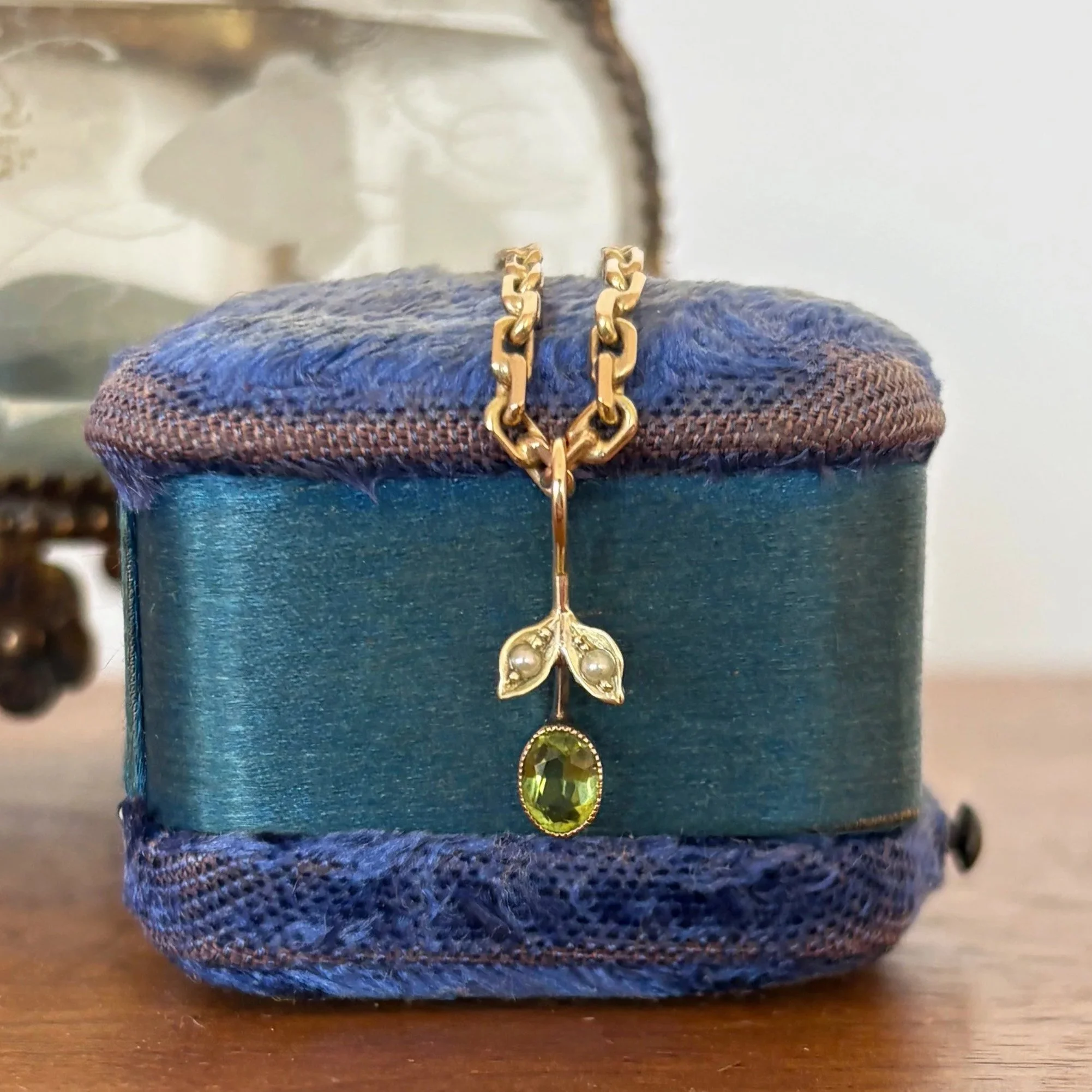 Peridot and Seed Pearl Flower Charm