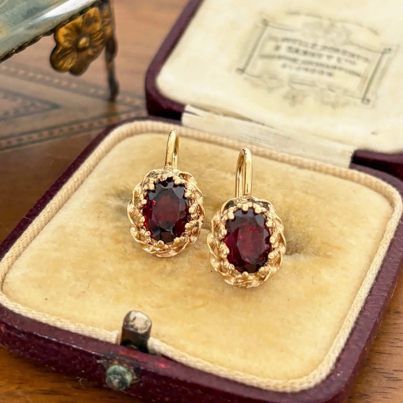 Vintage Garnet Earrings in 9ct Gold