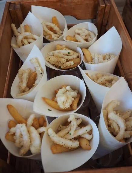 Fried calamari in cones