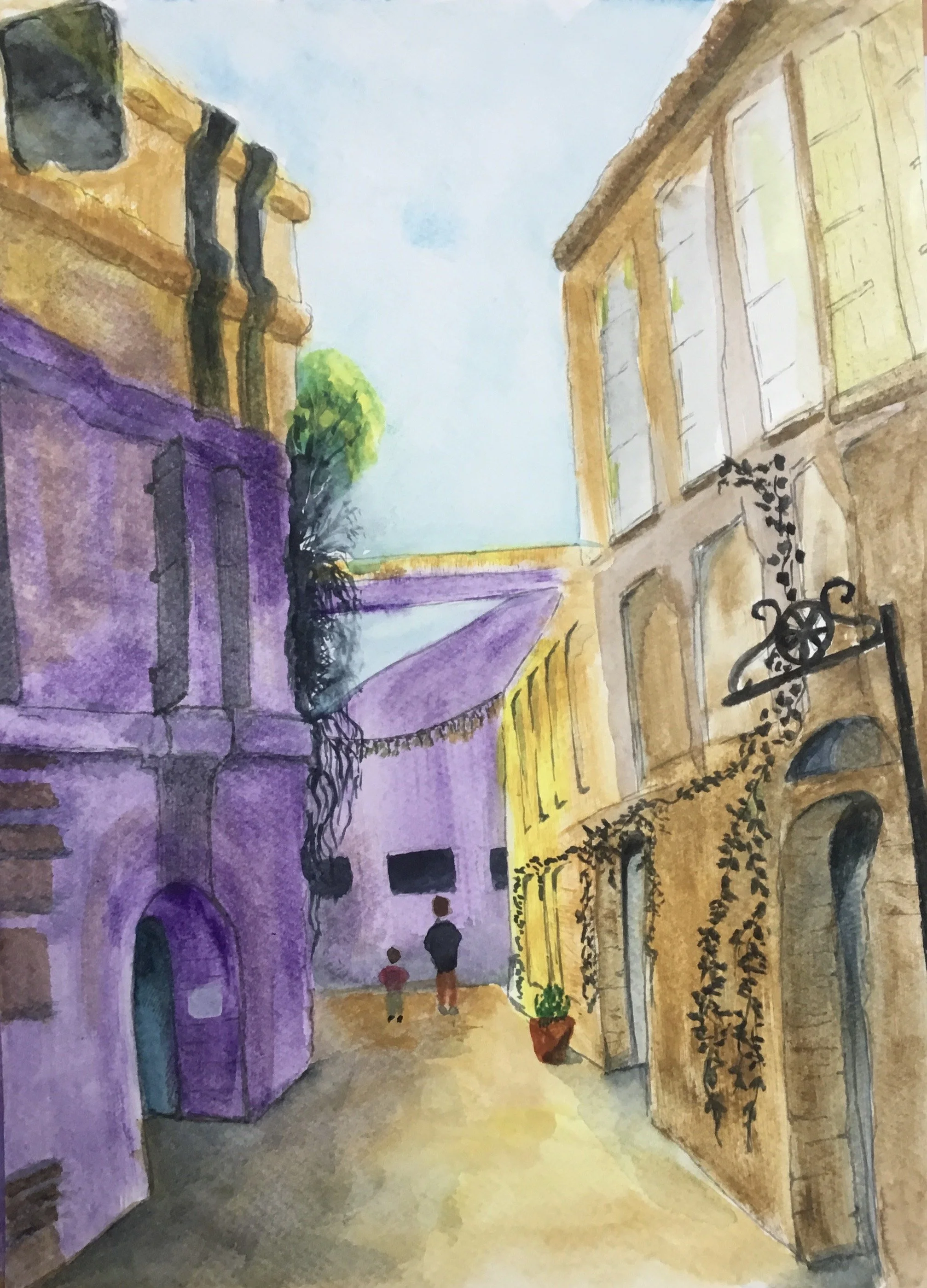 Pezenas 2 after Nicholas Pouillac watercolour.JPG
