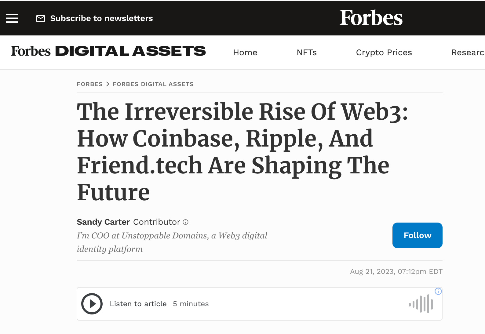 Forbes, August 2023