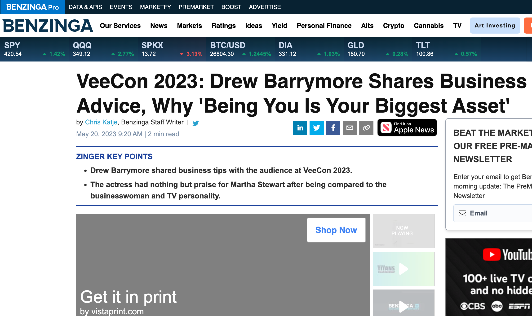 Benzinga, May 2023