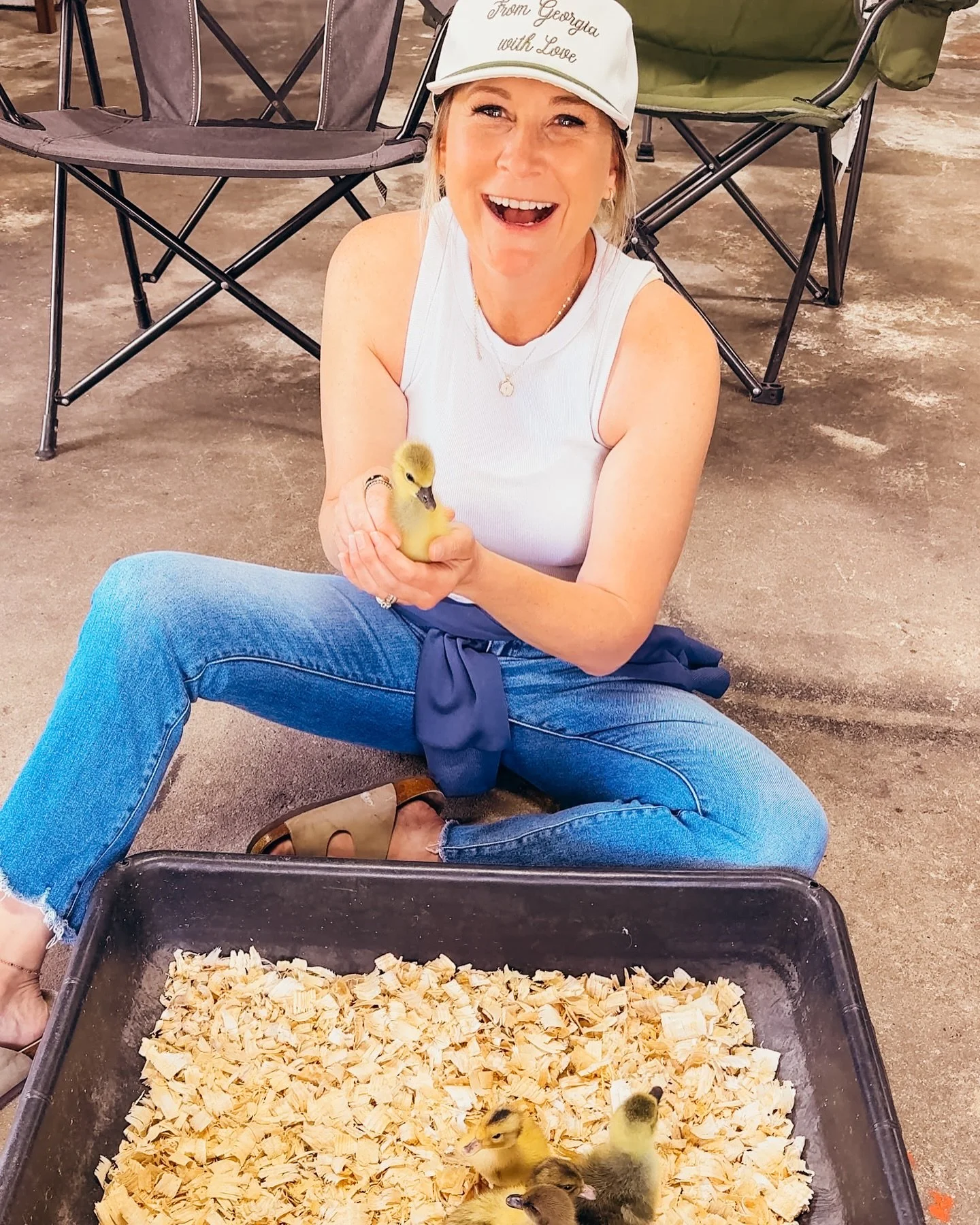 Just me in my happy place 🐥 can you believe this was my first time holding a baby duck?  Actually, wait that is a baby goose!  Her name is Silly and she belongs to my good friend, Jessica. She called me the other day and said, I just got 2 goslings 