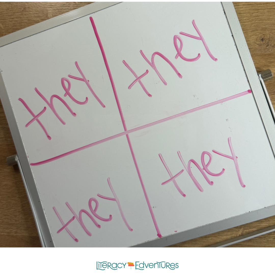 students practicing writing high frequency words quickly in beat the teacher fluency activity