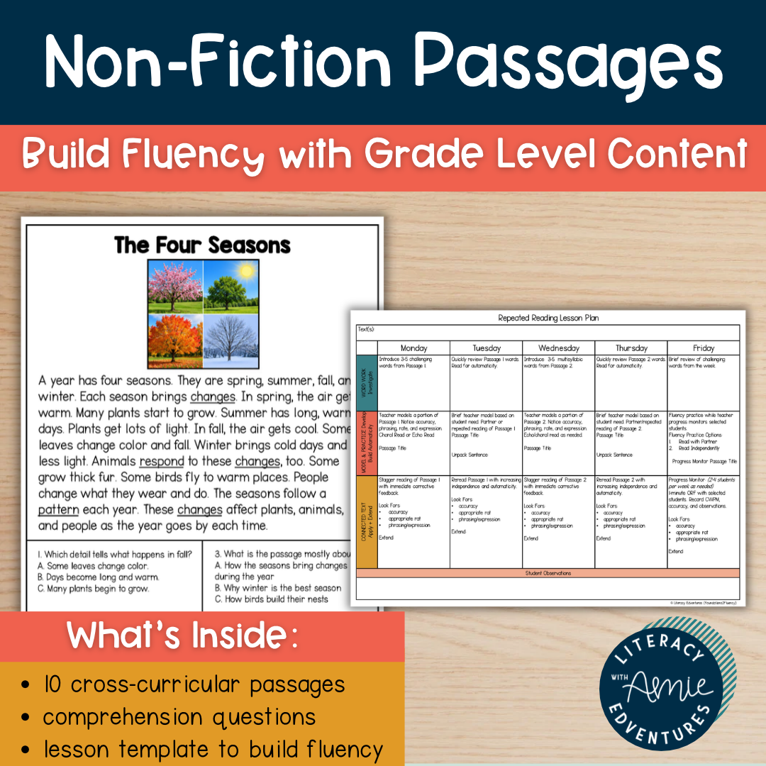 Reading Fluency Passages + 5-Day Instructional Routine