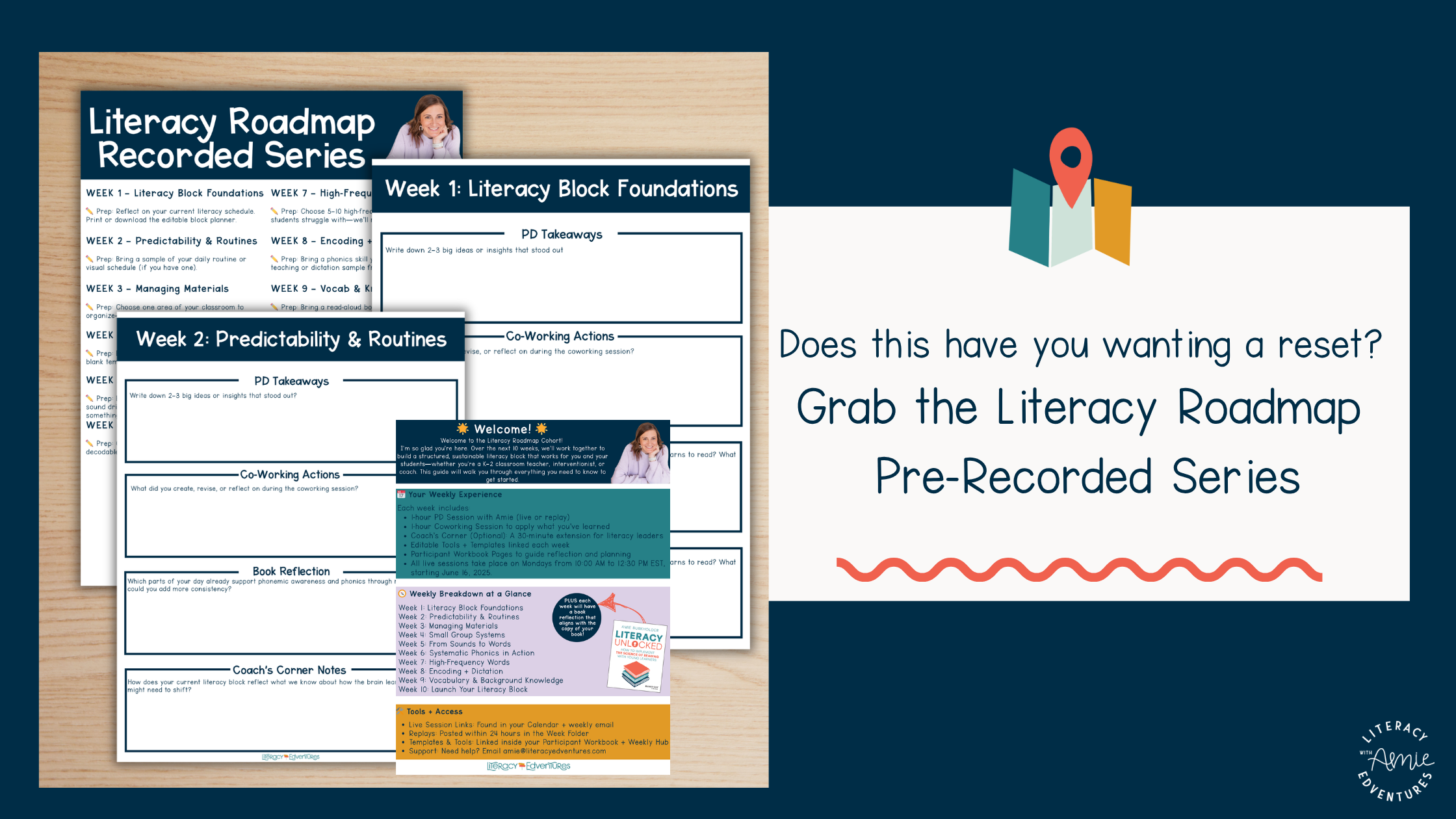 Literacy Roadmap recorded series to help teachers simplify their literacy block and build consistent instruction.