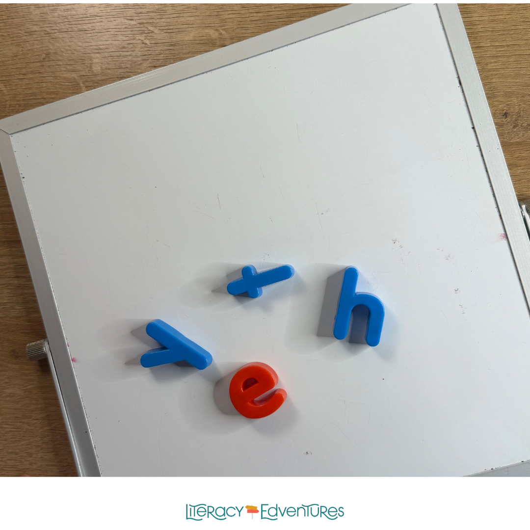 students building high frequency words with magnetic letters in shake rattle drop phonics activity