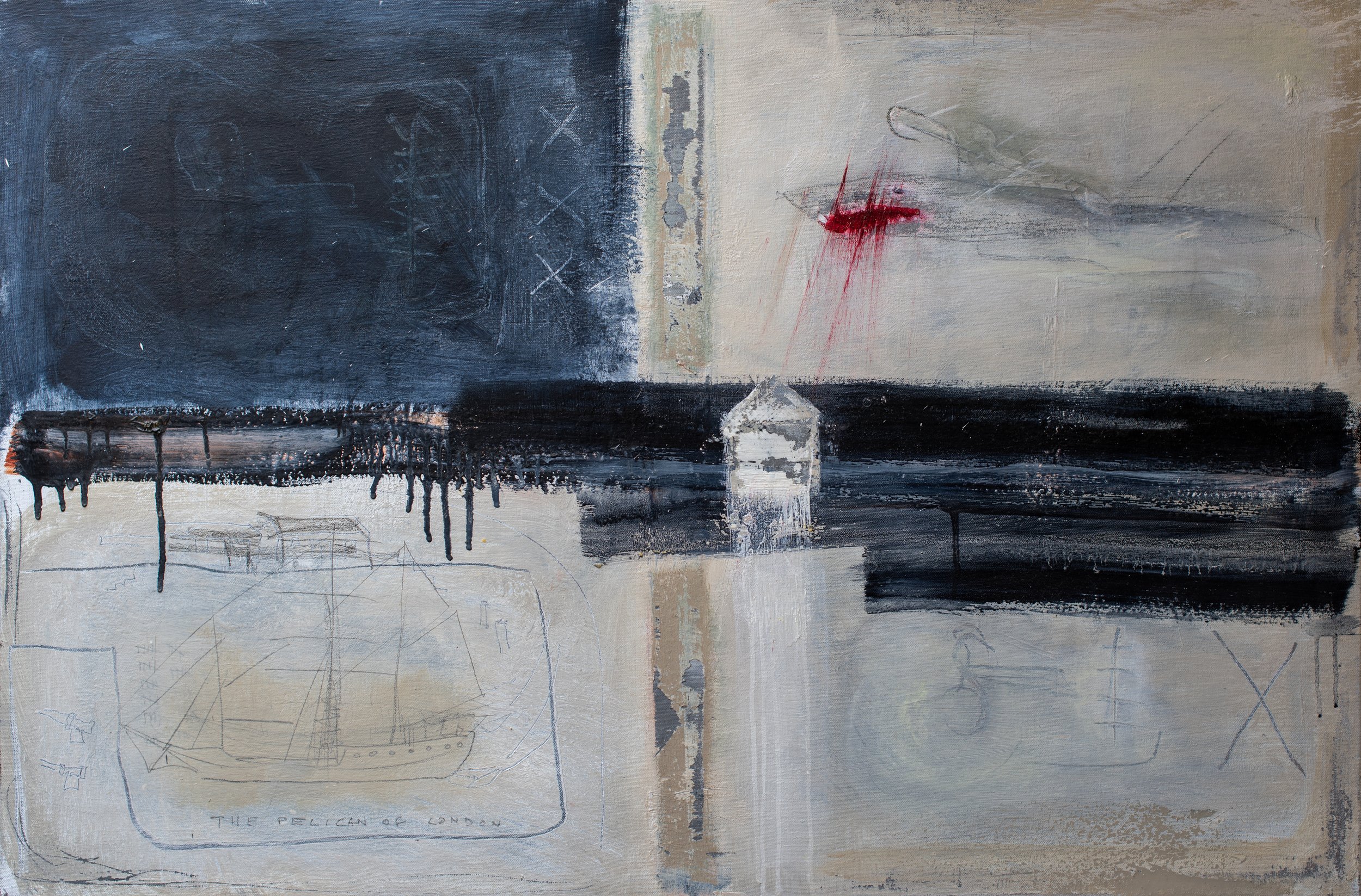 Ensign (The Pelican of London), 2018. 60 x 91cm. Oil and graphite on canvas.