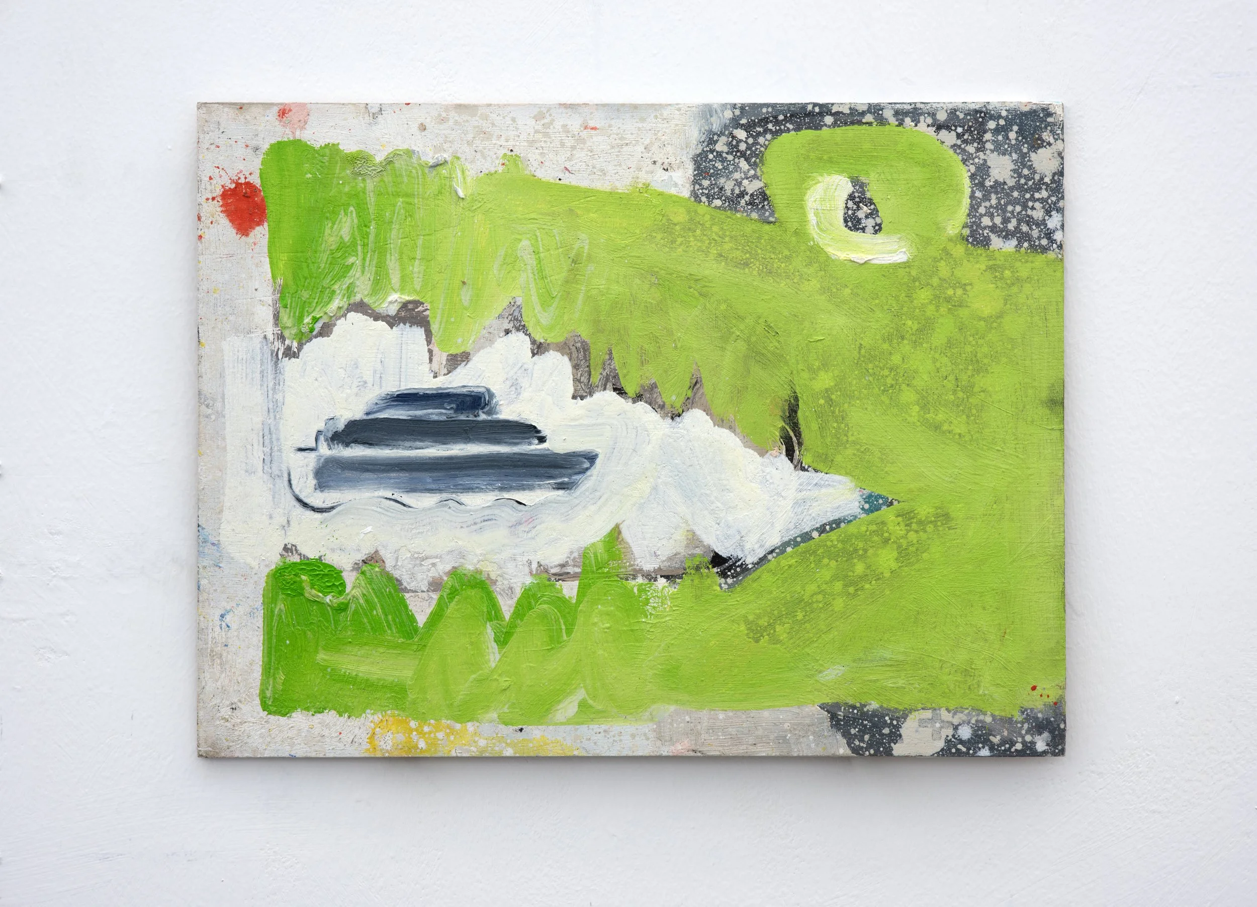  A Crocodile Ate My Superyacht, 2025. 30x 40cm. Oil on panel.