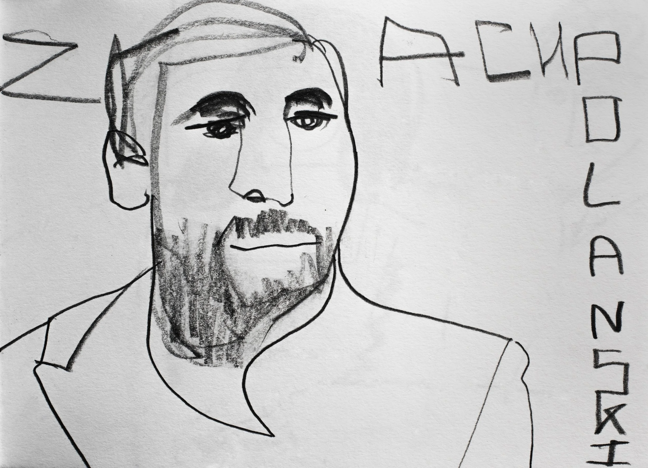 Zach Polanski, 2024. Graphite on cartridge paper, c.14 x 21 cm.