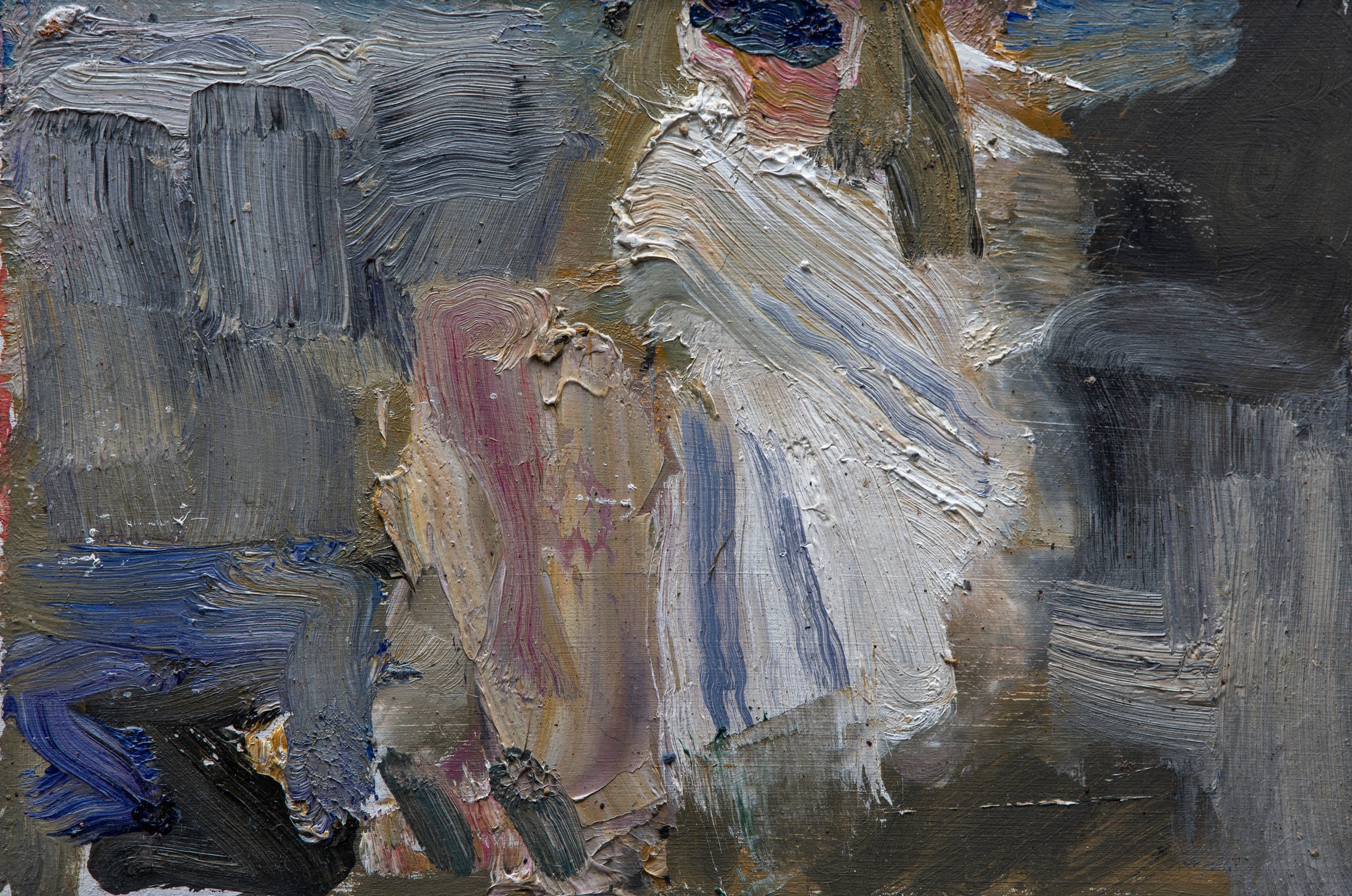 The Bather (Blue Striped Towel), 2024. 20 x 30cm. Oil on panel.