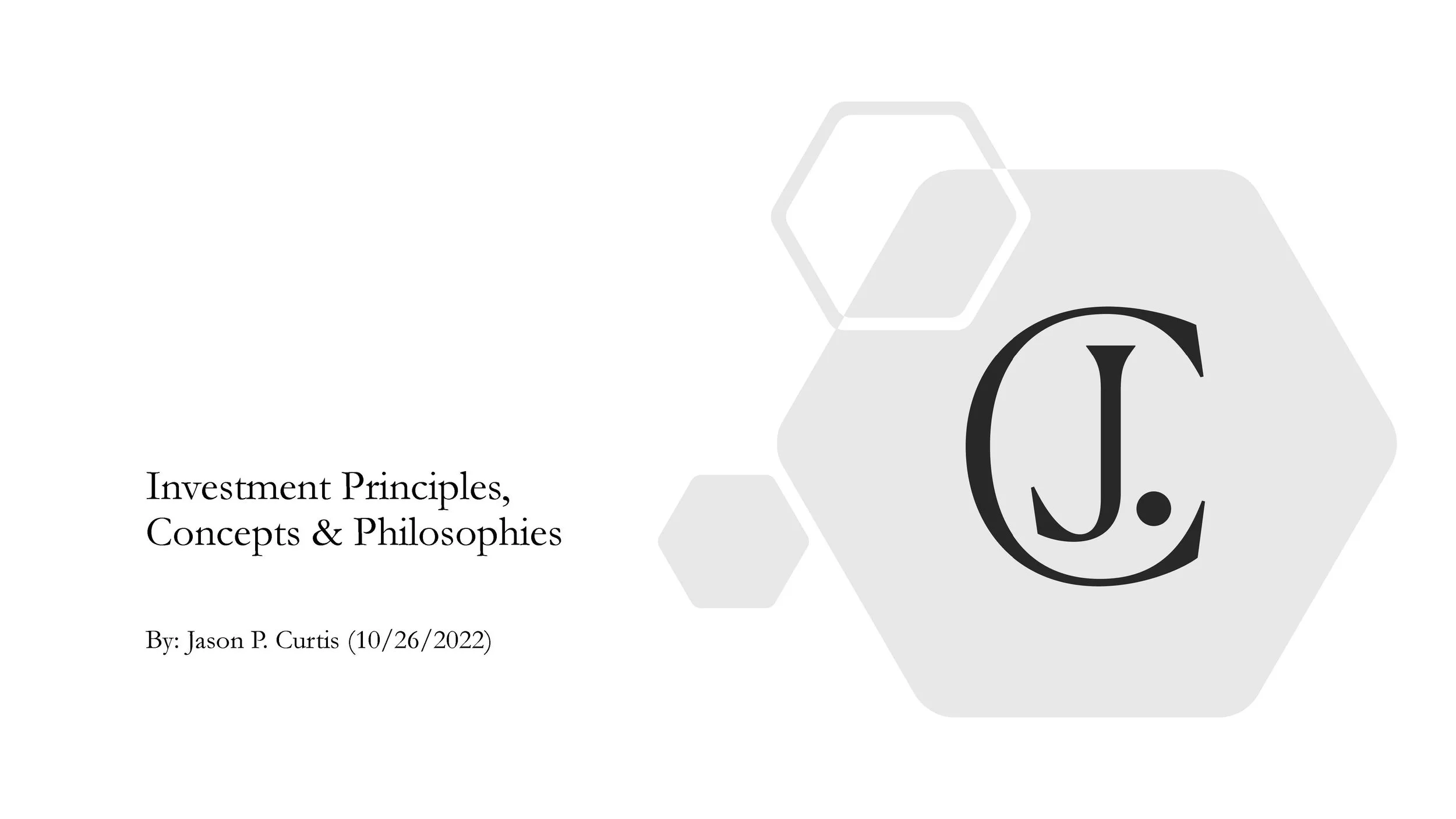 Investment Principles & Philosophies