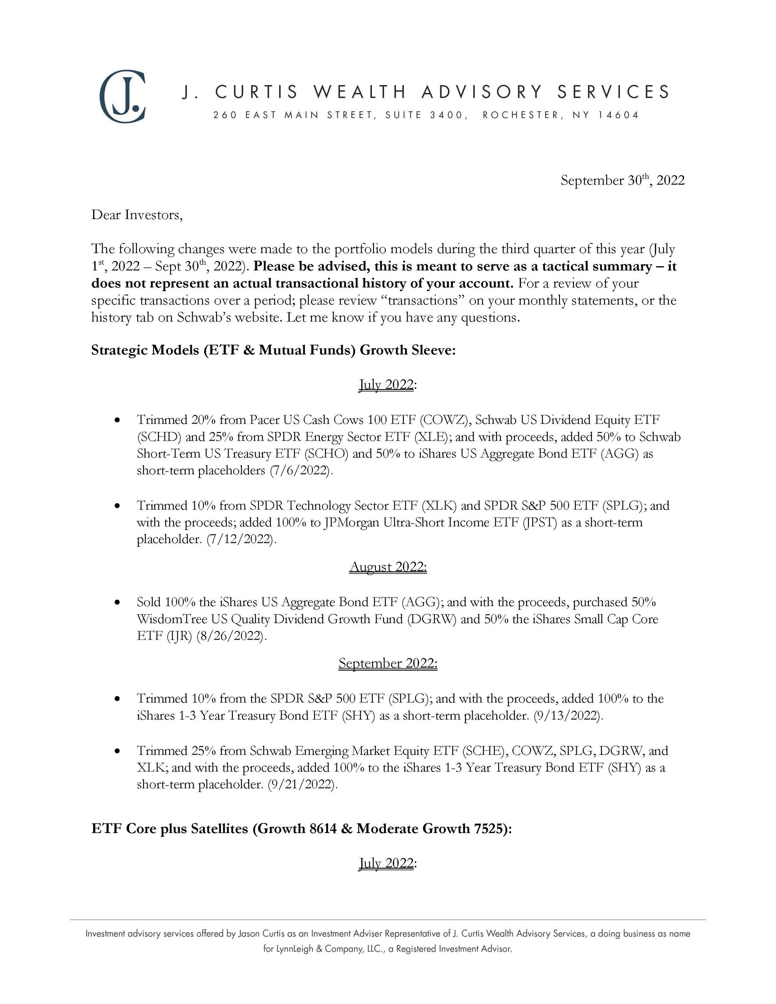 Trade Log — Q3 2022