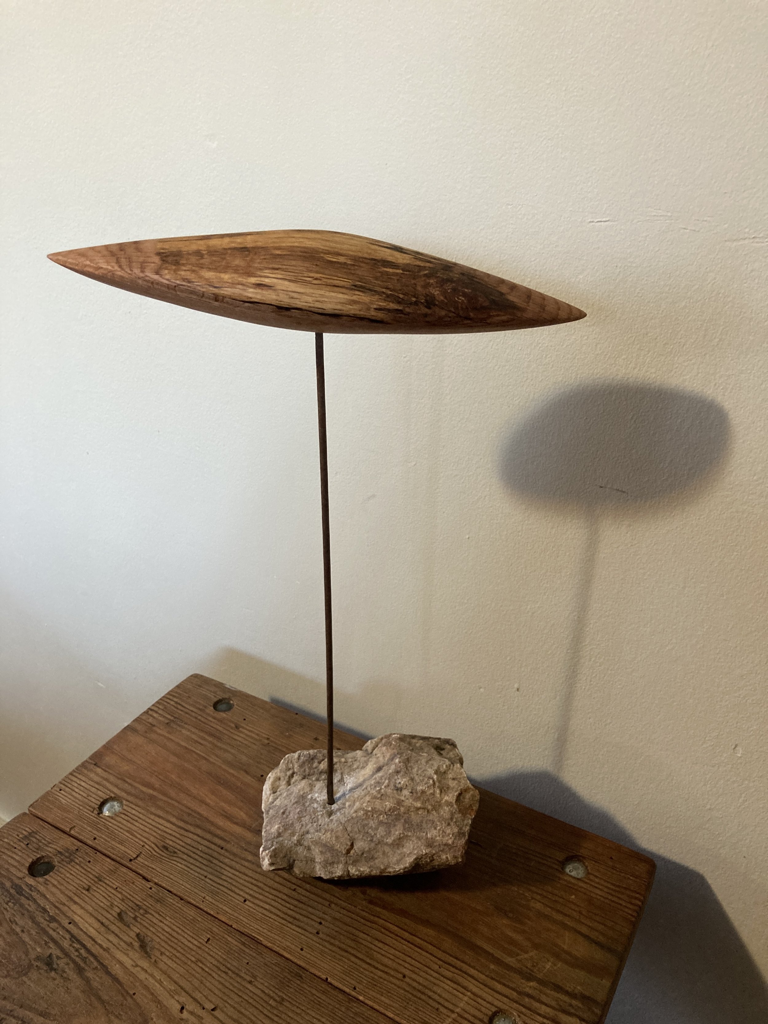 Oak + rock - 15" high - $250.