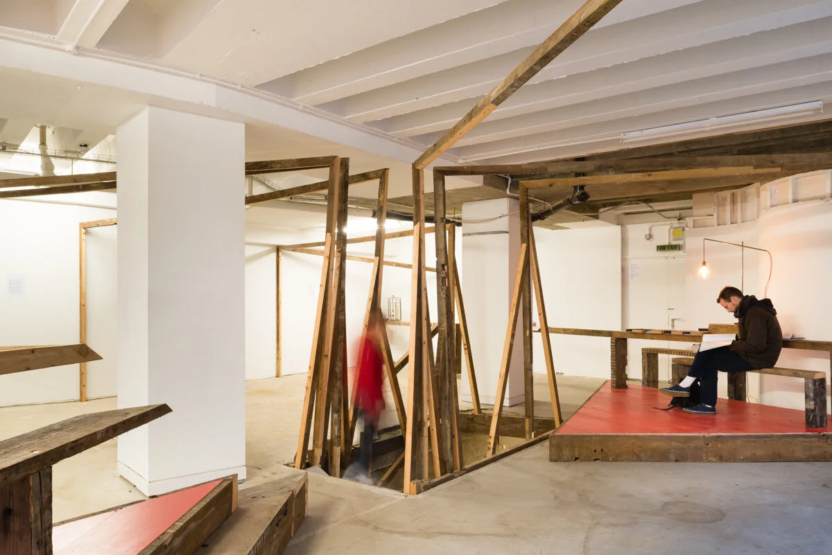 Colony-Exhibition-London-Gordon-Matta-Clarke-Performance-Stage-Stairs-Entrance.jpg