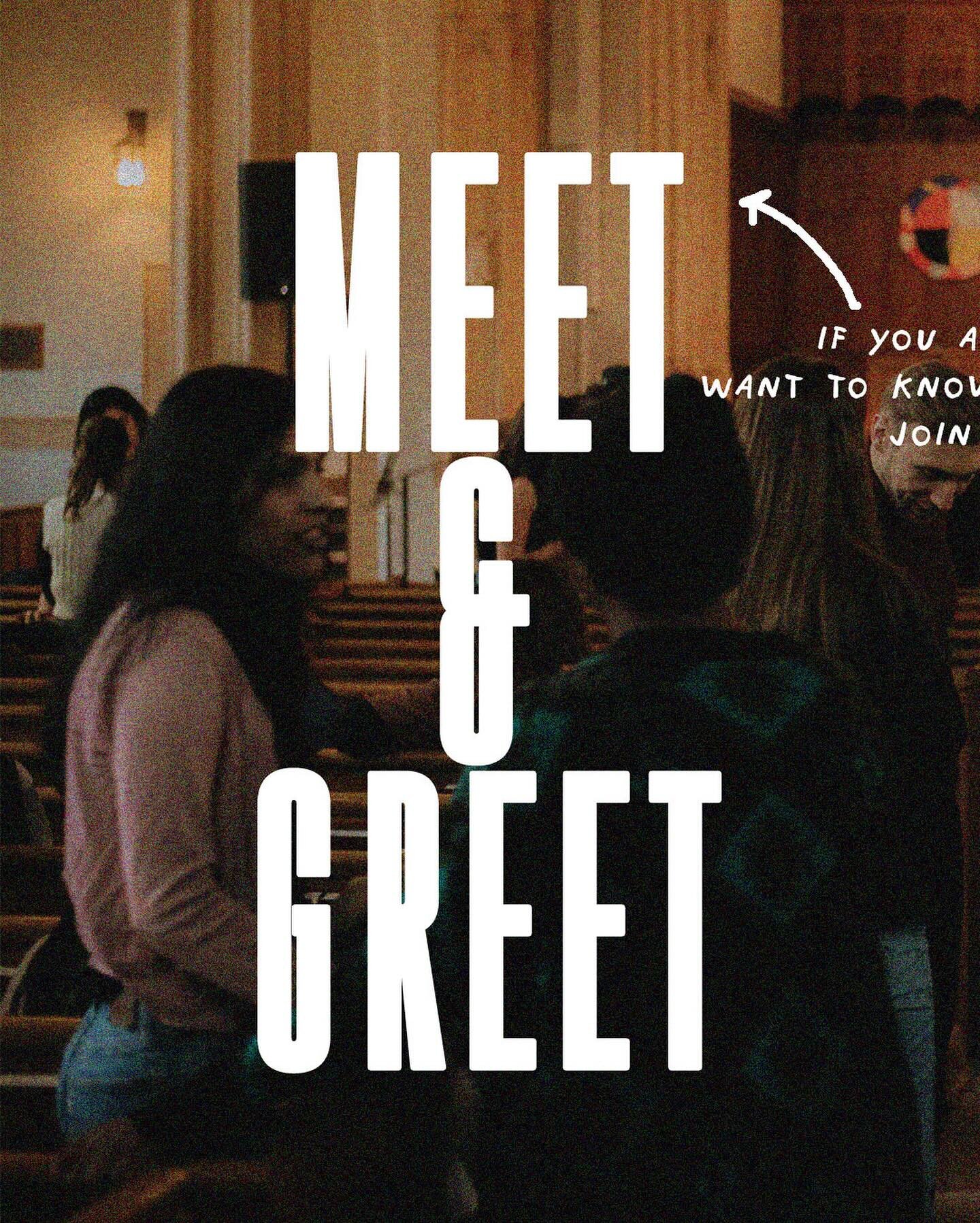 If you were looking for the opportunity to get to know more about the heart of our church or what ways you could get involved, here it IS!! This Sunday after church, join us for our Meet &amp; Greet 🥳

Don&rsquo;t miss it!