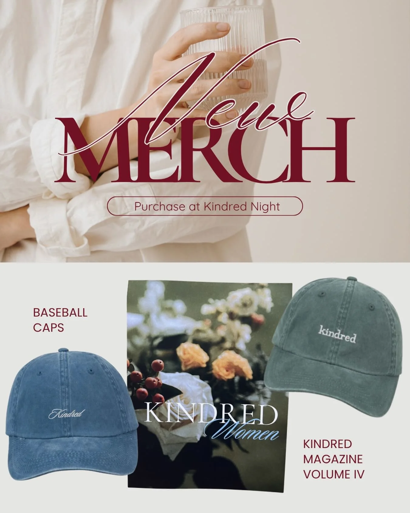 🚨MERCH ALERT 🚨

We&rsquo;ve got some beautiful Kindred hats that will be available for sale as well as our new Kindred Magazine volume 4!!