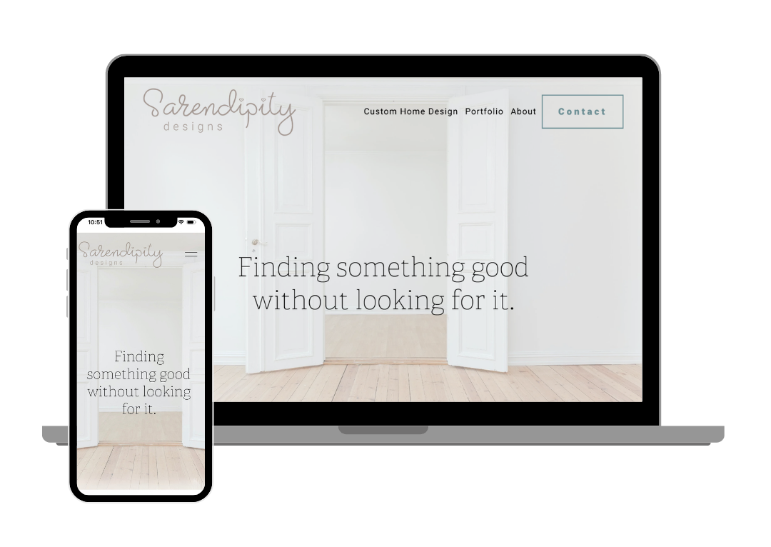 Sarendipity Designs website desktop & mobile view
