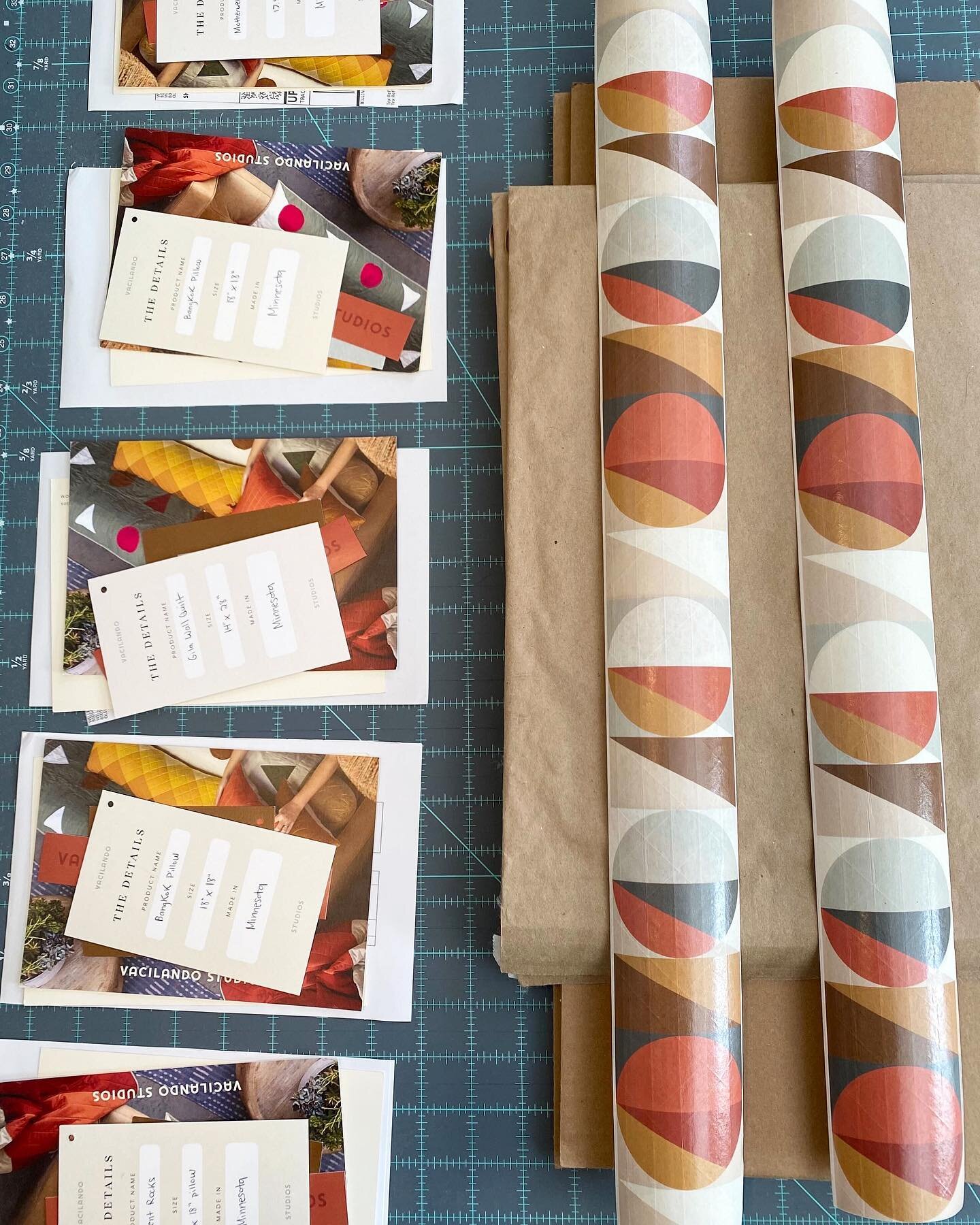 We put as much thought and care into our packaging as we do our handmade quilts 🥰 Every order gets neatly folded and wrapped with cotton ribbon + thick paper, a handwritten thank you card, a hang tag with care instructions, and orders over $300 get 