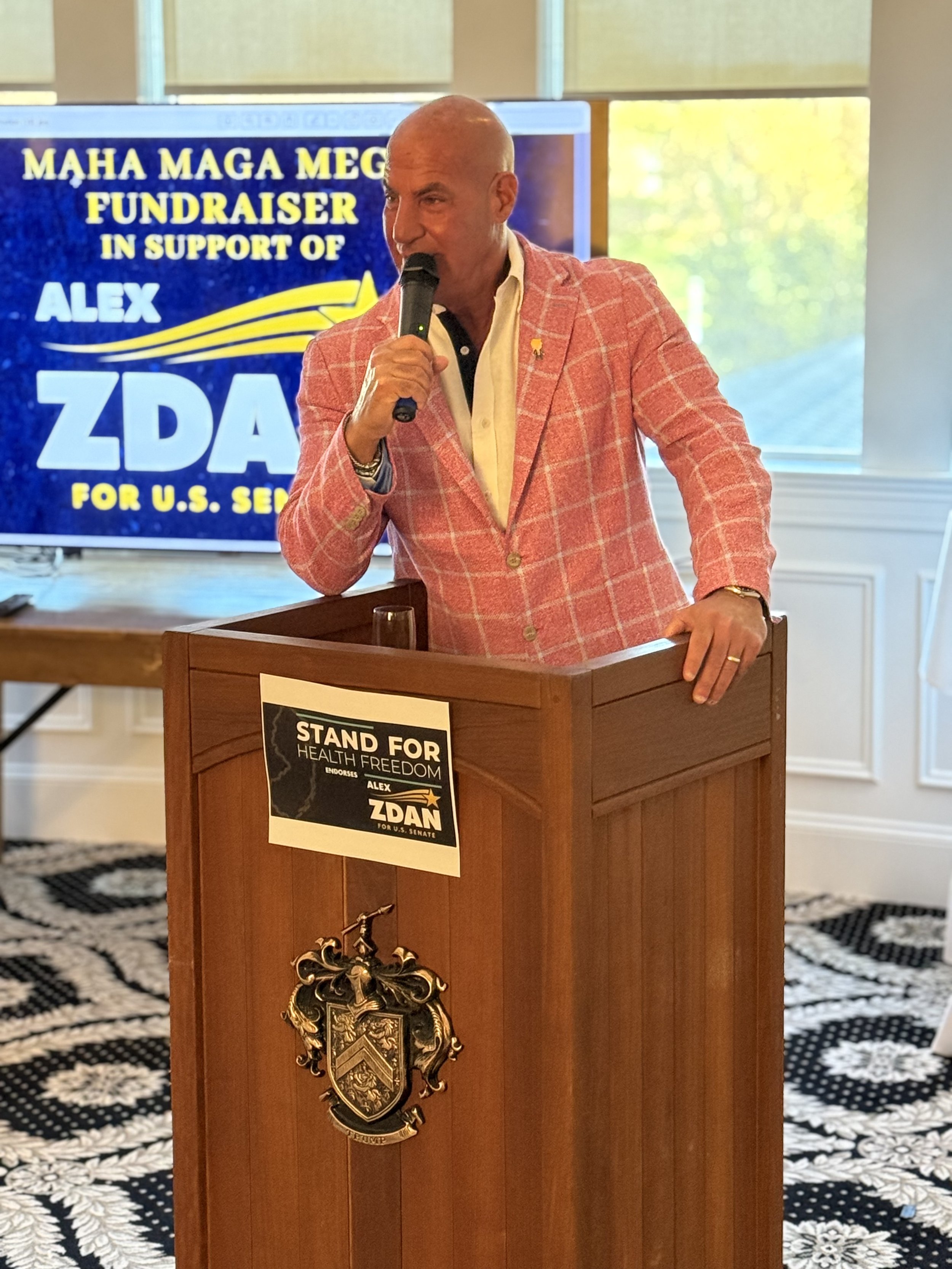 President & County Chair supporting Alex Zdan for Senate at Trump National, Colts Neck