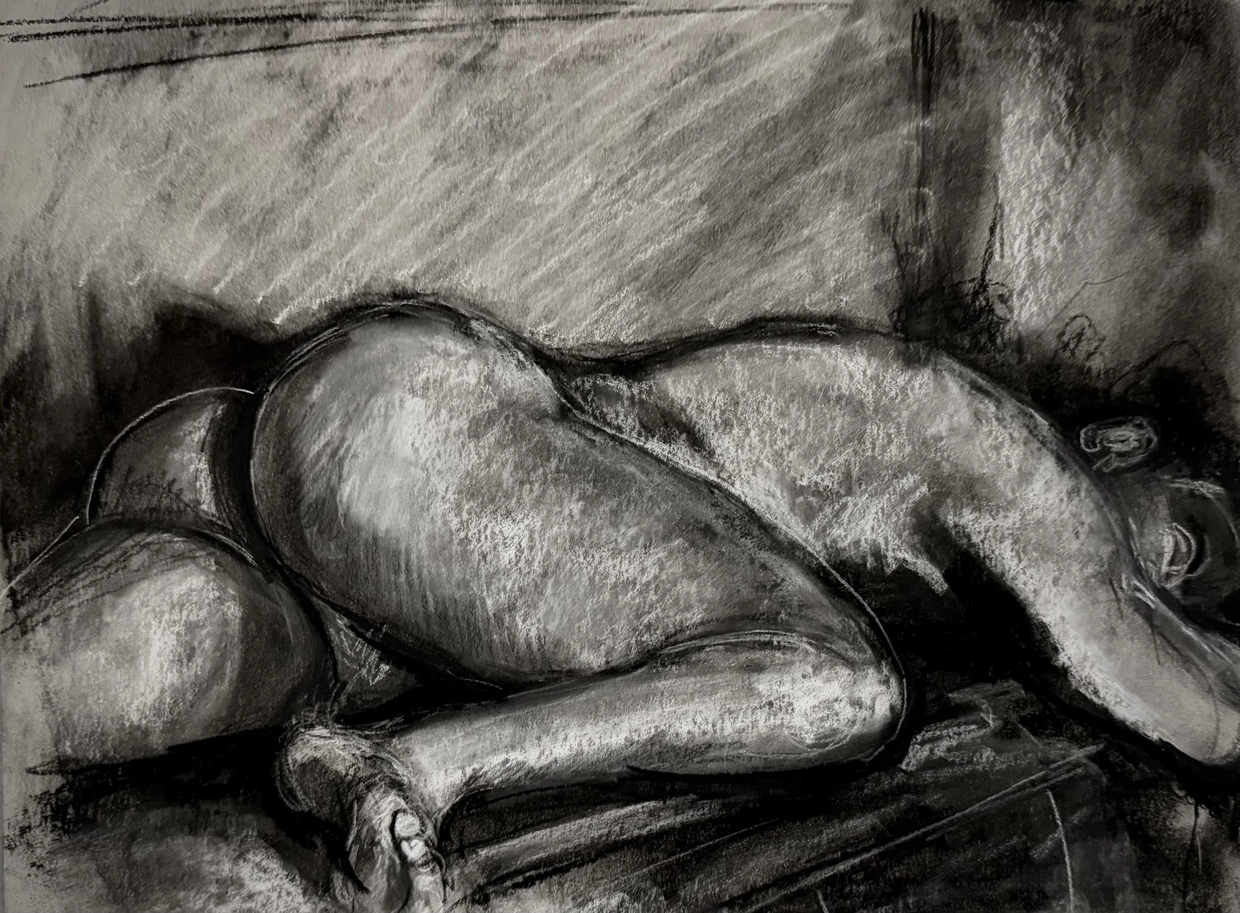 Figure Drawing 6.9.26 - 1 (20 minute pose) / charcoal and graphite on paper / 2026