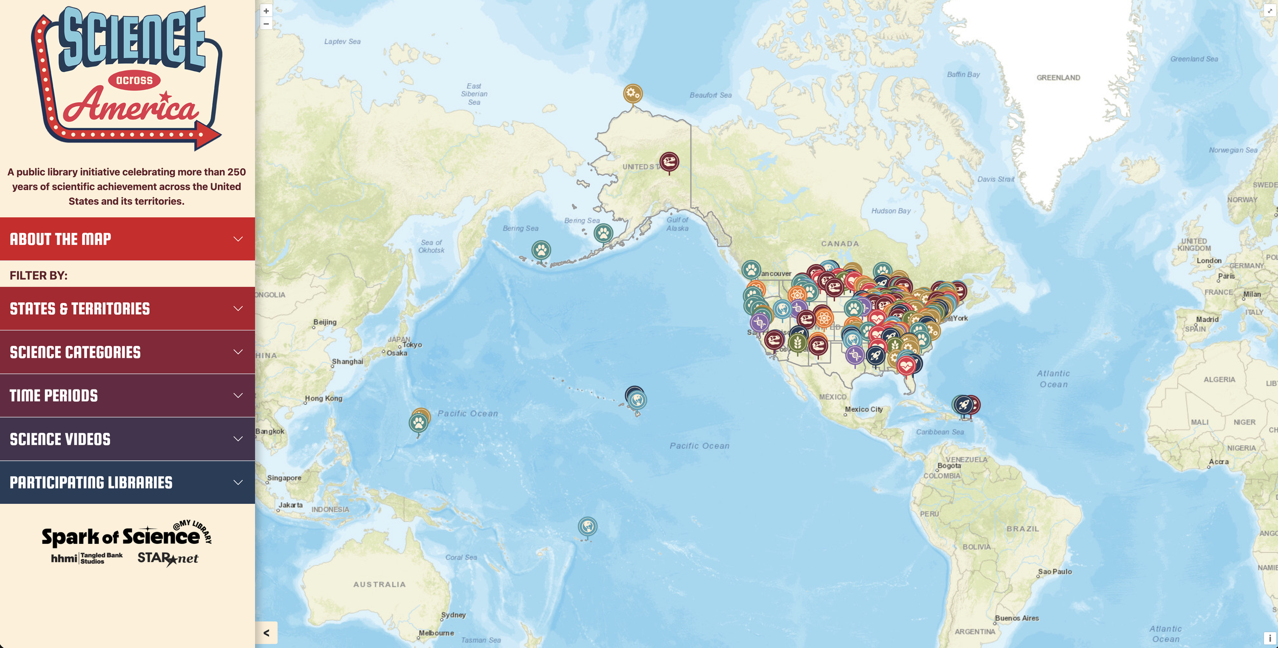 Screenshot of online project map showing UI elements