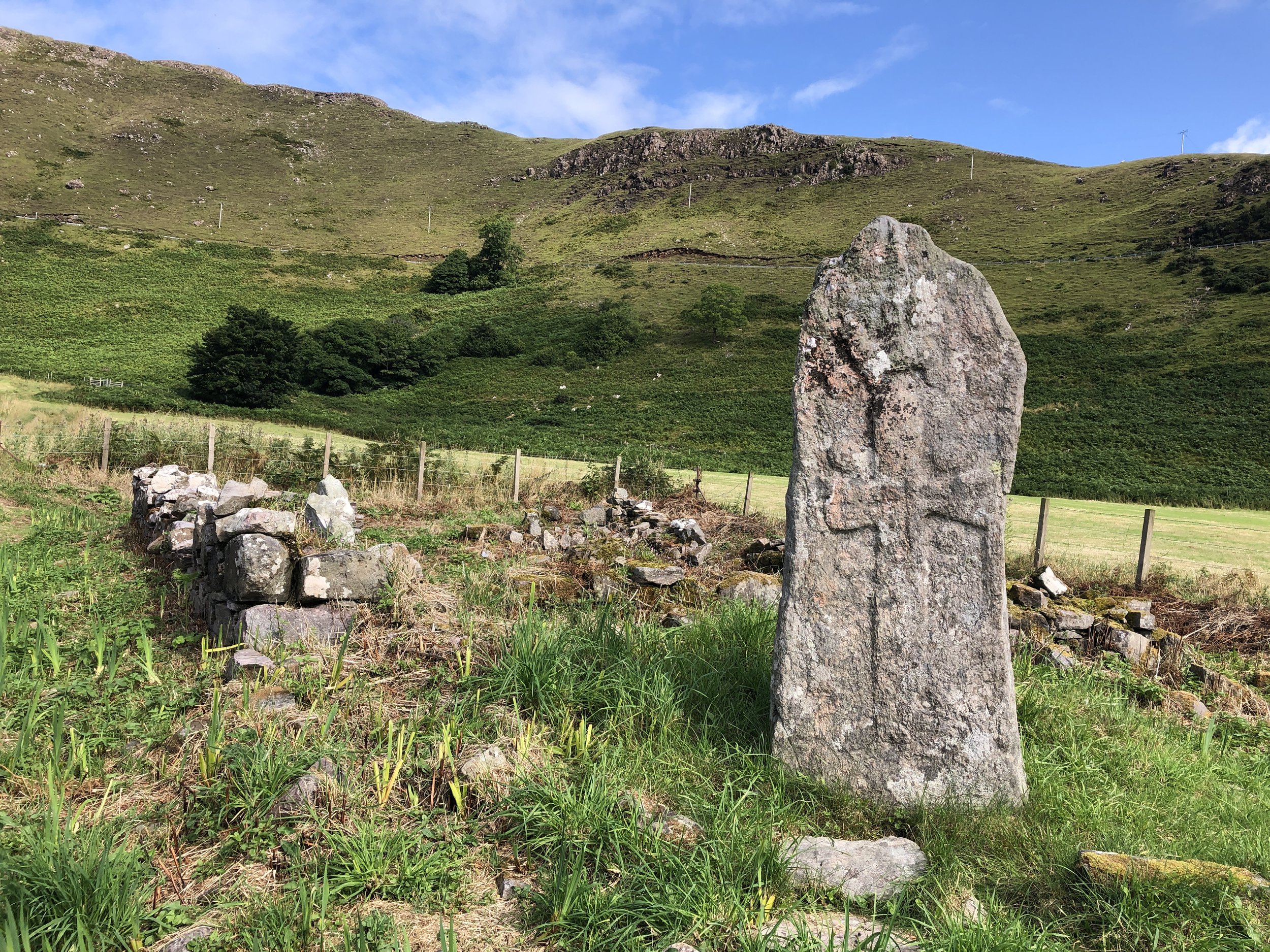 Neolithic standing stone. Camas Nan Geall. Ardnamurchan. Near to Greenwood Retreat, self-catering cottages