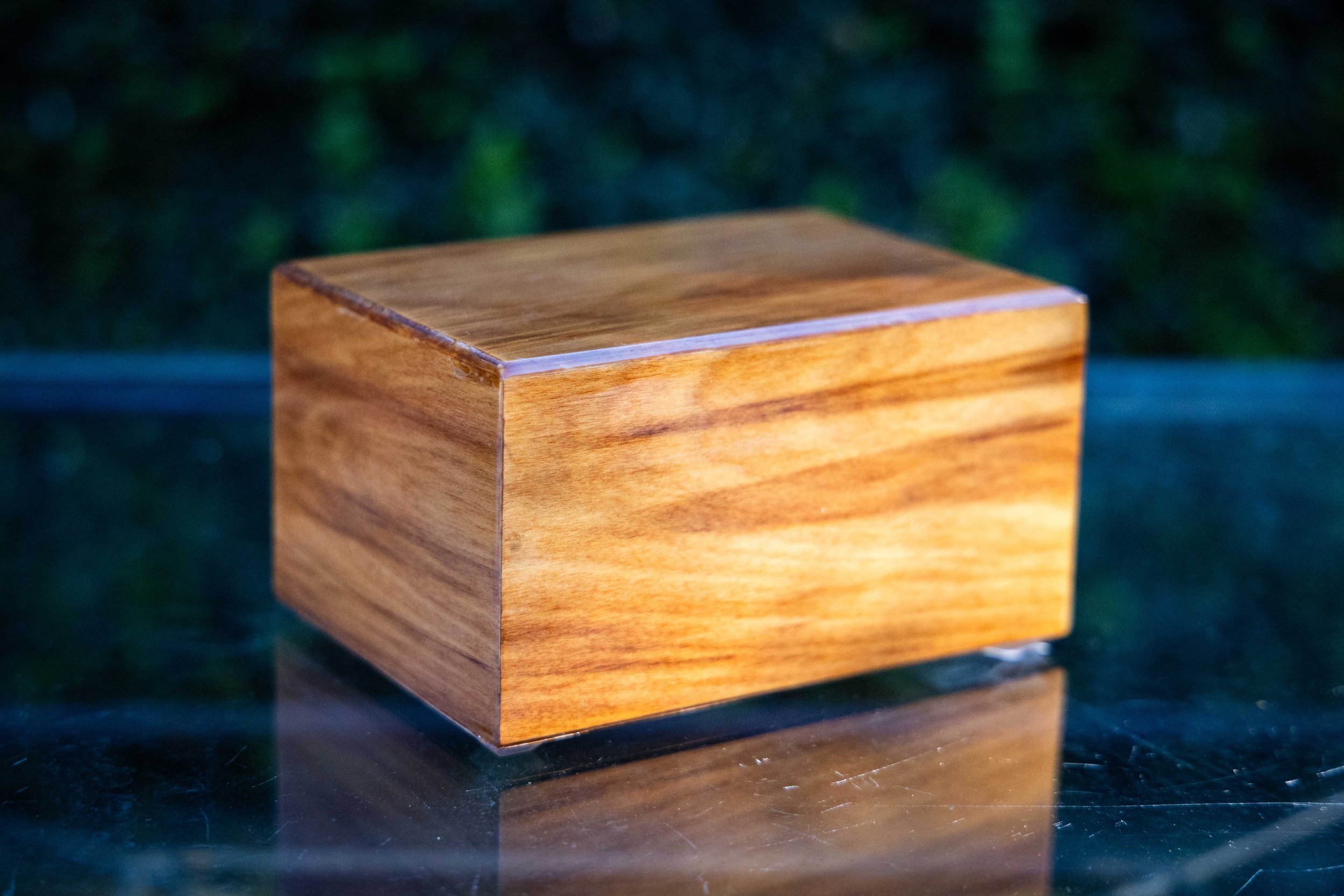Medium Heart Rimu solid timber pet urn with velvet lining made in New Zealand